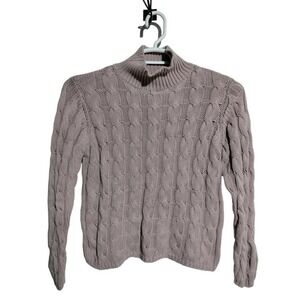 L.L Bean VINTAGE Lilac purple cable knit sweater woman size XS